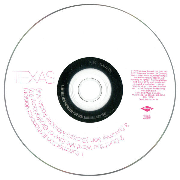 Texas : Summer Son (CD, Single, Enh, CD1)