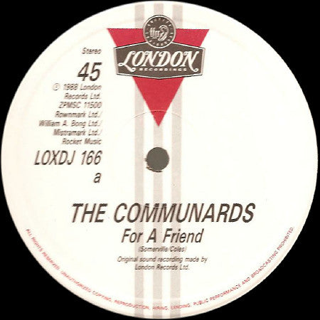 The Communards : For A Friend (12", Single, Promo)