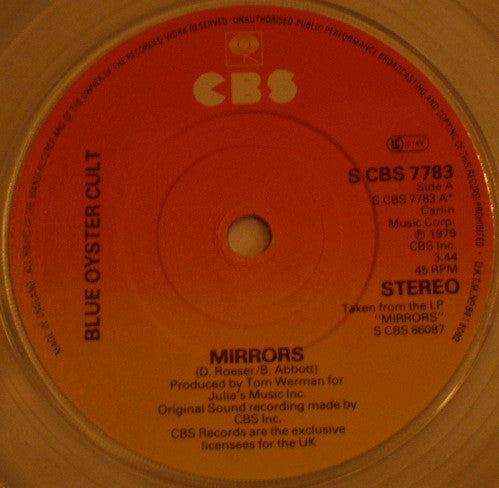 Blue Öyster Cult : Mirrors / Lonely Teardrops (7", Single, Ltd, Tra)