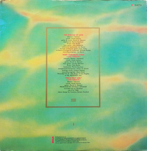Eurythmics : The Miracle Of Love (12", Single)