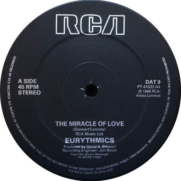 Eurythmics : The Miracle Of Love (12", Single)