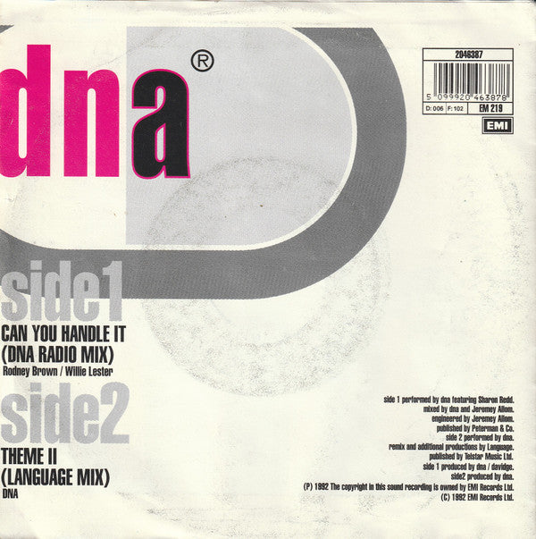 DNA Featuring Sharon Redd : Can You Handle It (7", Single)