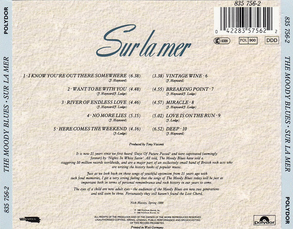 The Moody Blues : Sur La Mer (CD, Album, RE)