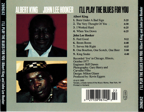 Albert King, John Lee Hooker : I'll Play The Blues For You (CD, Album)