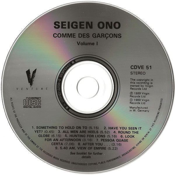 Seigen Ono : Comme Des Garçons Volume One (CD, Album)