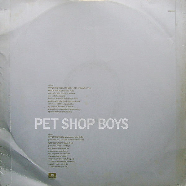 Pet Shop Boys : Opportunities (Let's Make Lots Of Money) (12", Single)