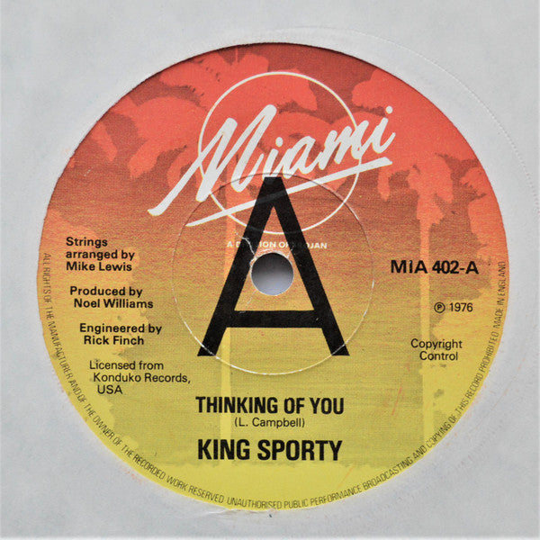 King Sporty : Thinking Of You (7", Promo)