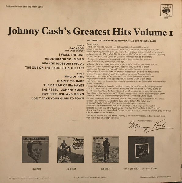 Johnny Cash : Greatest Hits Volume 1 (LP, Comp, Mono)