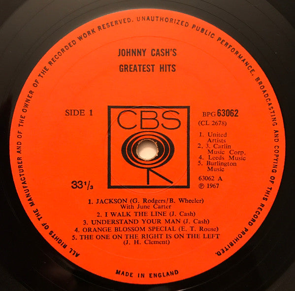 Johnny Cash : Greatest Hits Volume 1 (LP, Comp, Mono)