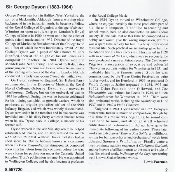 Sir George Dyson, Bournemouth Symphony Orchestra, David Lloyd-Jones : Symphony In G Major / Concerto Da Chiesa (CD)