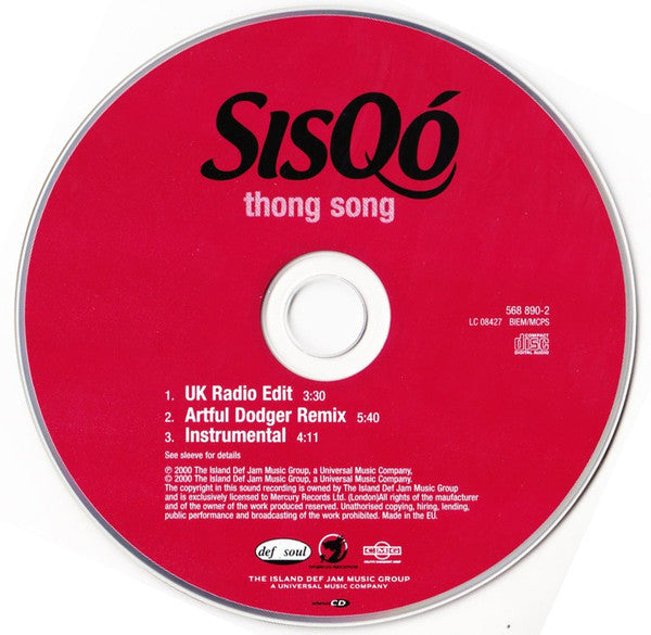 Sisqo : Thong Song (CD, Single, Enh)