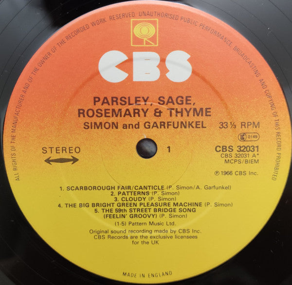 Simon And Garfunkel* : Parsley, Sage, Rosemary And Thyme (LP, Album, RE)