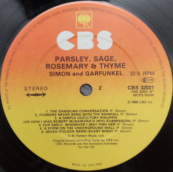 Simon & Garfunkel : Parsley, Sage, Rosemary And Thyme (LP, Album, RE)