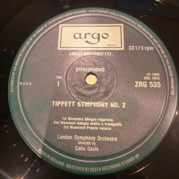 Tippett* - L.S.O.*, Colin Davis* : Second Symphony (LP, RE)