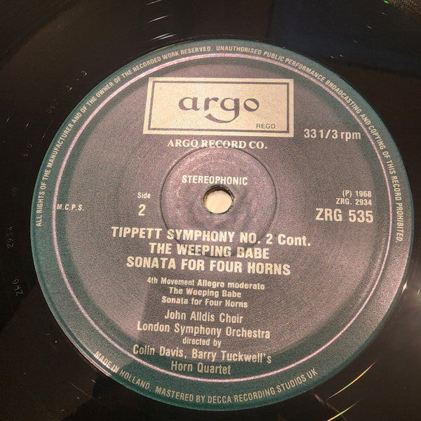 Tippett* - L.S.O.*, Colin Davis* : Second Symphony (LP, RE)