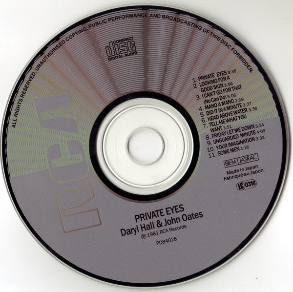 Daryl Hall, John Oates* : Private Eyes (CD, Album, RE)