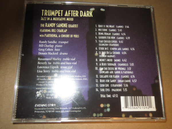 The Randy Sandke Quartet Featuring Bill Charlap With Parthenia : Trumpet After Dark (Jazz In A Meditative Mood) (CD)