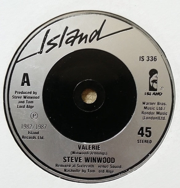 Steve Winwood : Valerie (7", Single, Inj)