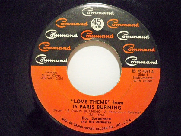 Doc Severinsen And His Orchestra : Love Theme (From Is Paris Burning) (7", Single)