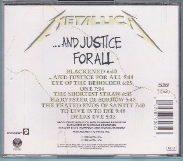 Metallica : ...And Justice For All (CD, Album, RE)