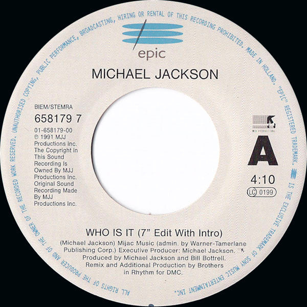 Michael Jackson : Who Is It (7", Single)