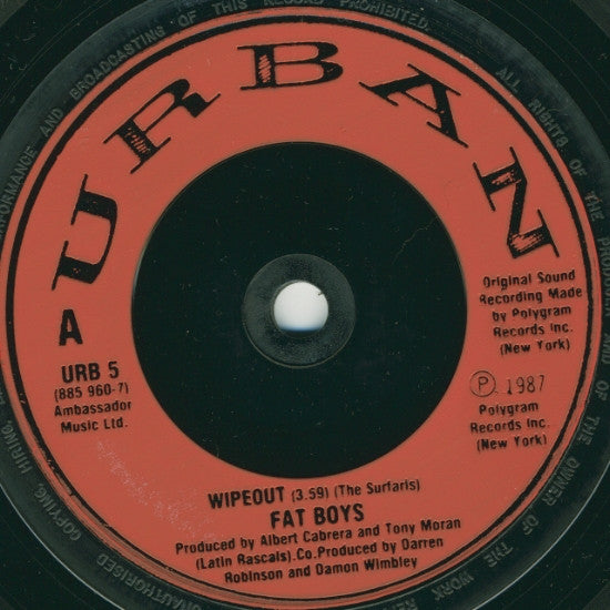 Fat Boys And The Beach Boys : Wipeout (7", Single, Red)