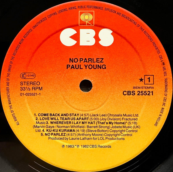 Paul Young : No Parlez (LP, Album, Sun)