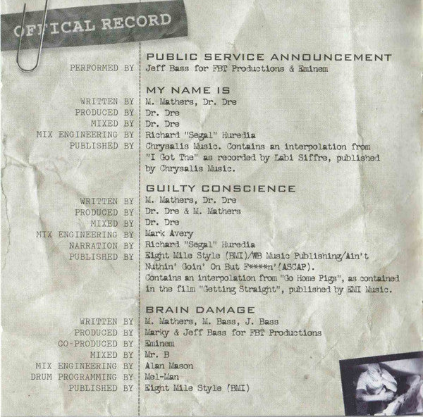 Eminem : The Slim Shady LP (CD, Album)