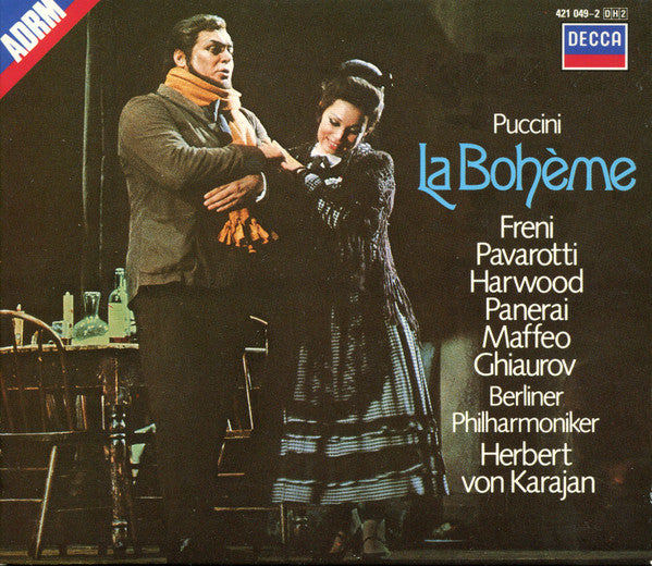 Giacomo Puccini, Mirella Freni, Luciano Pavarotti, Elizabeth Harwood, Rolando Panerai, Gianni Maffeo, Nicolai Ghiaurov, Berliner Philharmoniker, Herbert von Karajan : La Bohème (2xCD, Album, RM)