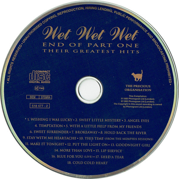 Wet Wet Wet : End Of Part One (Their Greatest Hits) (CD, Comp, Blu)
