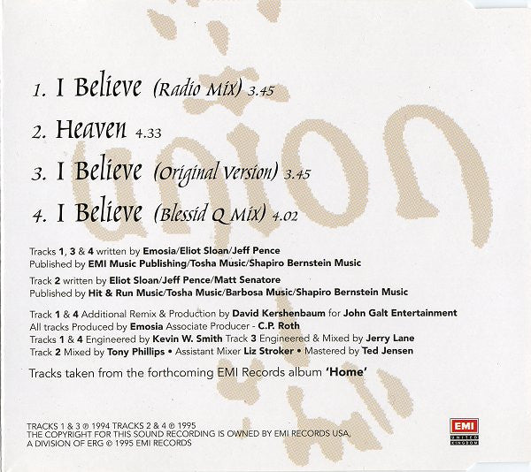 Blessid Union Of Souls : I Believe (CD, Single)