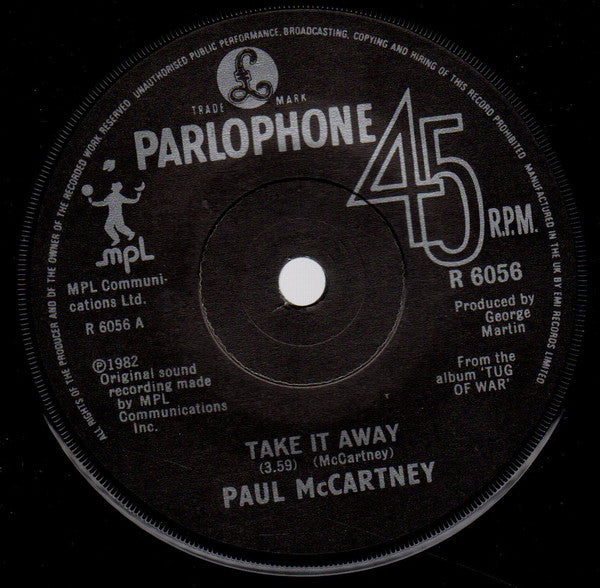 Paul McCartney : Take It Away (7", Single, Sol)