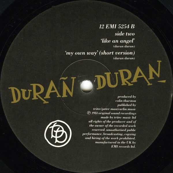 Duran Duran : My Own Way (Night Version) (12", Single, Gol)