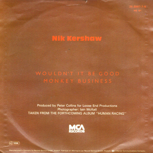 Nik Kershaw : Wouldn't It Be Good (7", Single)