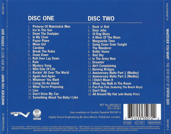 Status Quo : Whatever You Want (The Very Best Of Status Quo) (2xCD, Comp, PMD)