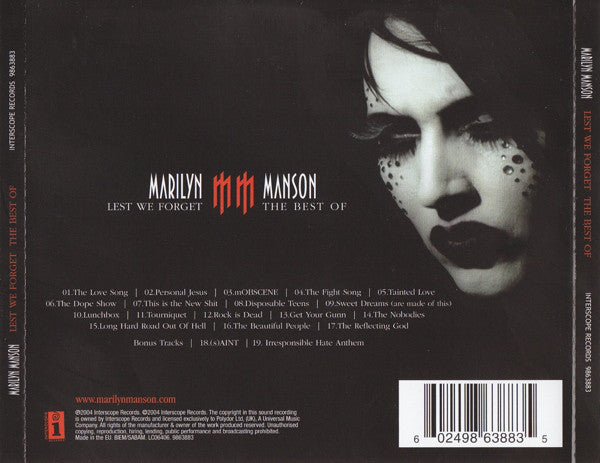 Marilyn Manson : Lest We Forget - The Best Of (CD, Comp, Spe)