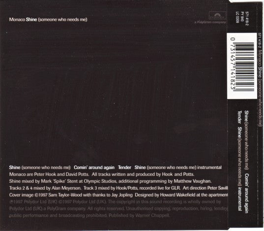 Monaco : Shine (Someone Who Needs Me) (CD, Single)