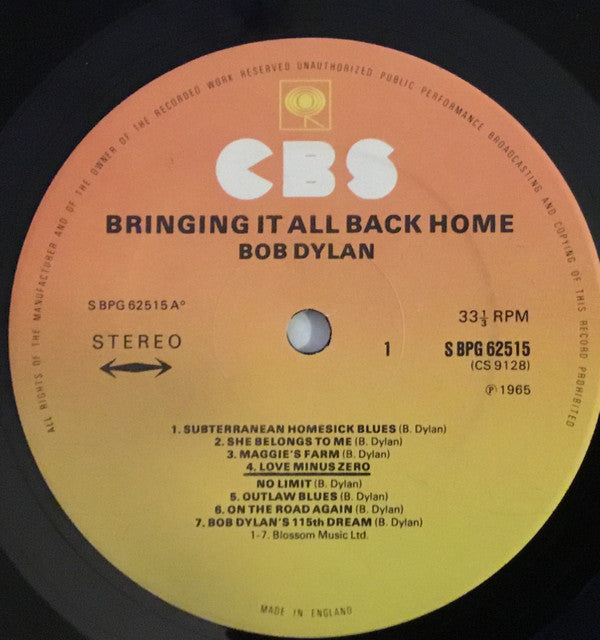 Bob Dylan : Bringing It All Back Home (LP, Album, RE)