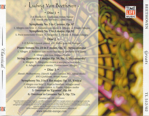 Ludwig van Beethoven : Classical Greats (3xCD, Comp)