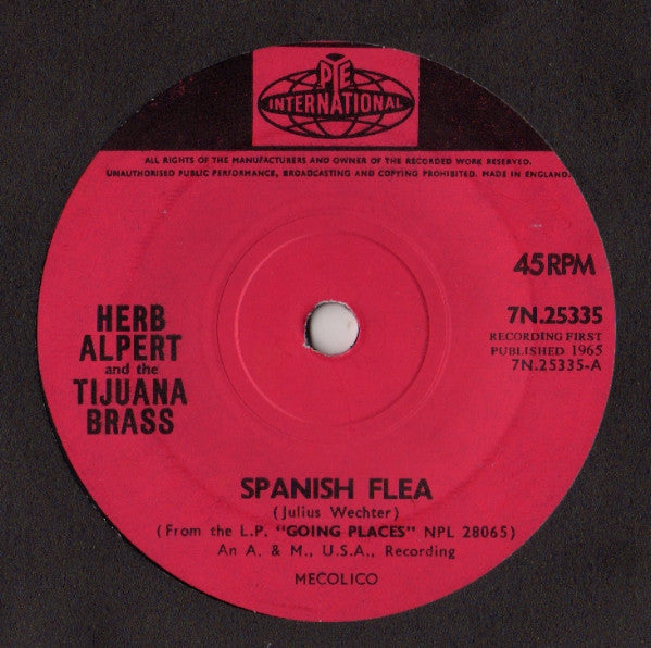 Herb Alpert & The Tijuana Brass : Spanish Flea (7", Single, Sol)