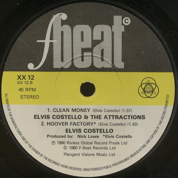 Elvis Costello And The Attractions* : Clubland / Clean Money / Hoover Factory (7", Single, Mat)