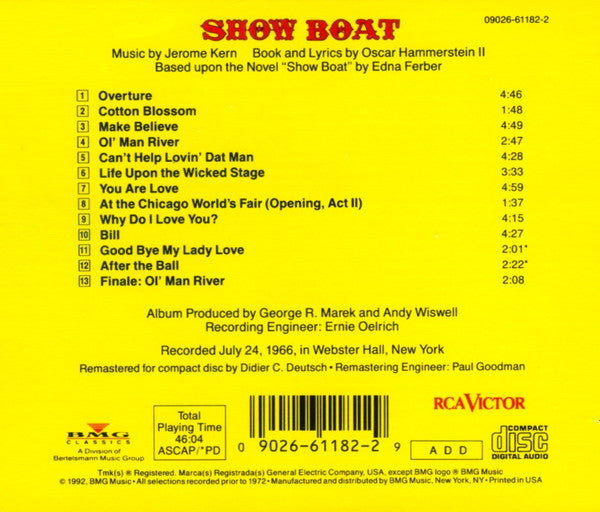 Jerome Kern, Oscar Hammerstein II : Show Boat (Music Theater Of Lincoln Center Recording) (CD, Album, RE)