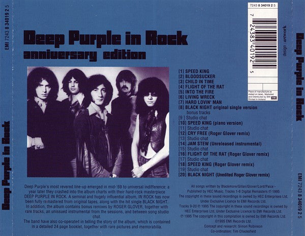 Deep Purple : Deep Purple In Rock (CD, Album, RE, RM, Ann)