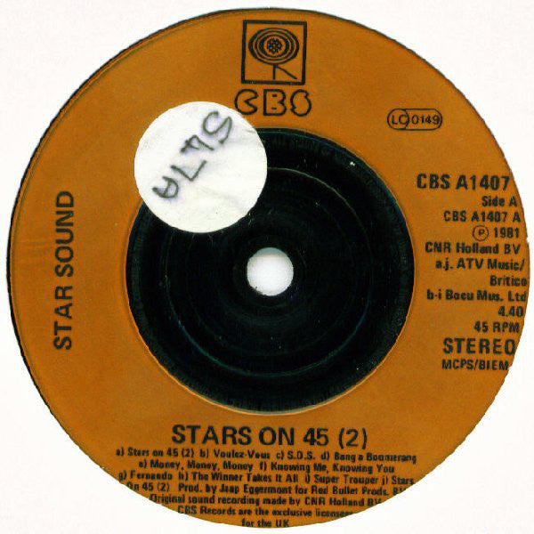 Stars On 45 : Stars On 45 Vol. 2 (7", Single, Inj)