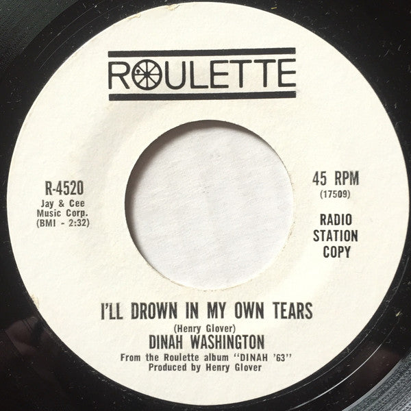 Dinah Washington : I'll Drown In My Own Tears (7", Single, Promo)