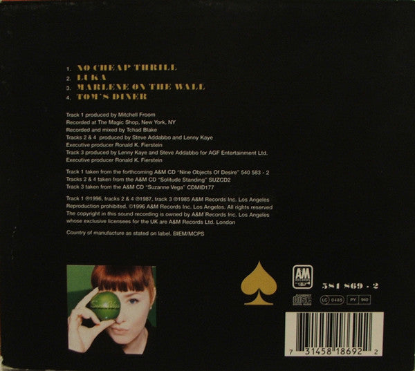 Suzanne Vega : No Cheap Thrill (CD, Single, Comp, Dig)