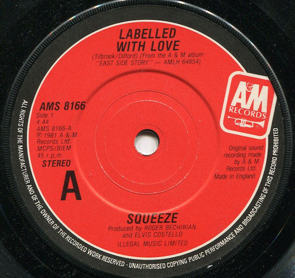 Squeeze (2) : Labelled With Love (7", Single, RP, Sol)