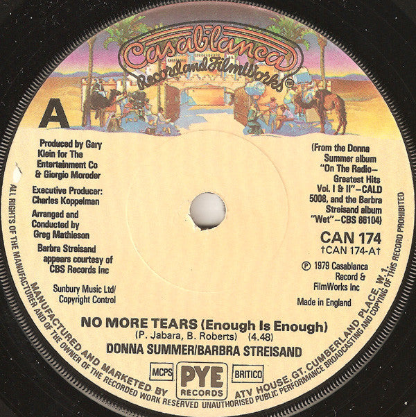 Donna Summer / Barbra Streisand : No More Tears (Enough Is Enough) (7", Single)