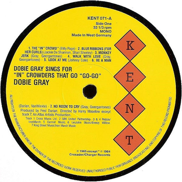 Dobie Gray : Sings For "In" Crowders That Go "Go-Go" (LP, Album, Mono, RE)