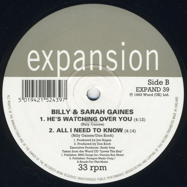 Billy & Sarah Gaines* : Love's The Key (12")